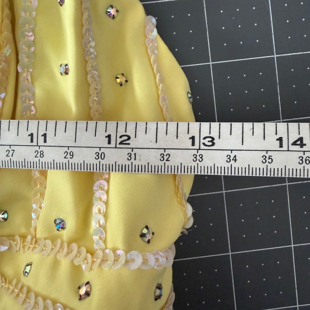 Vintage Womens 6 Butter Yellow Fairy Regency Babydoll Halter Prom Dress Ethereal - Picture 10 of 13